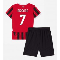 AC Milan Alvaro Morata #7 Domáci Detský futbalový dres 2024-25 Krátky Rukáv (+ trenírky)